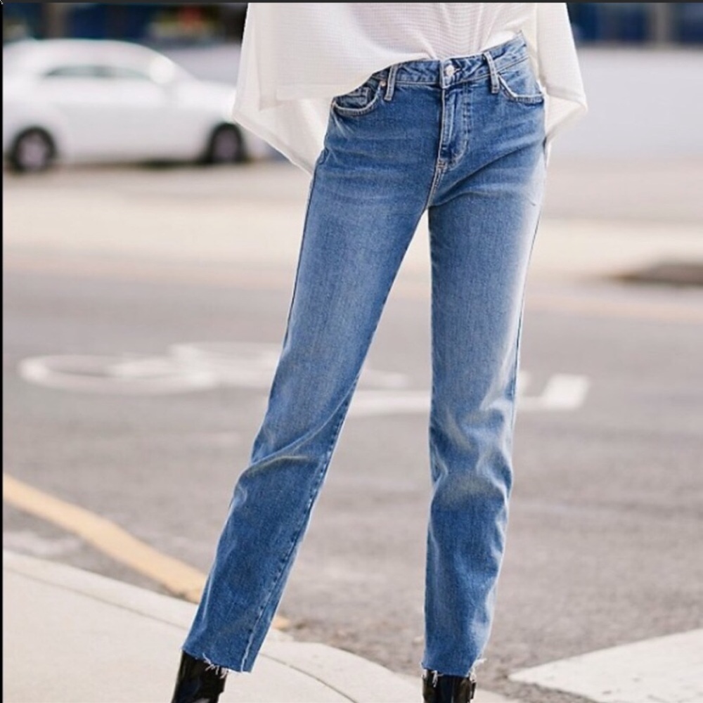 Free People Clean Girlfriend Straight Leg Jeans